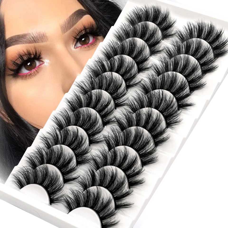 Groinneya 3D false eyelashes 10 pairs of eyelashes 3D mink eyelashes artificial mink fluffy eyelashes soft full thickness Wispy eyelash extensionW2410