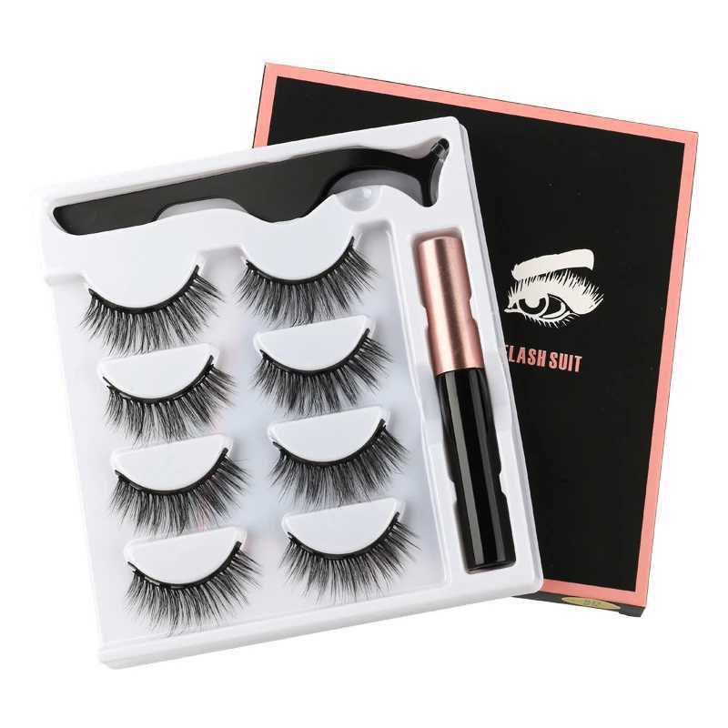 Magnetic eyelash set 1/2/3 pairs of natural long false eyelashes soft mink skin waterproof liquid eyeliner embossing makeup toolW241024