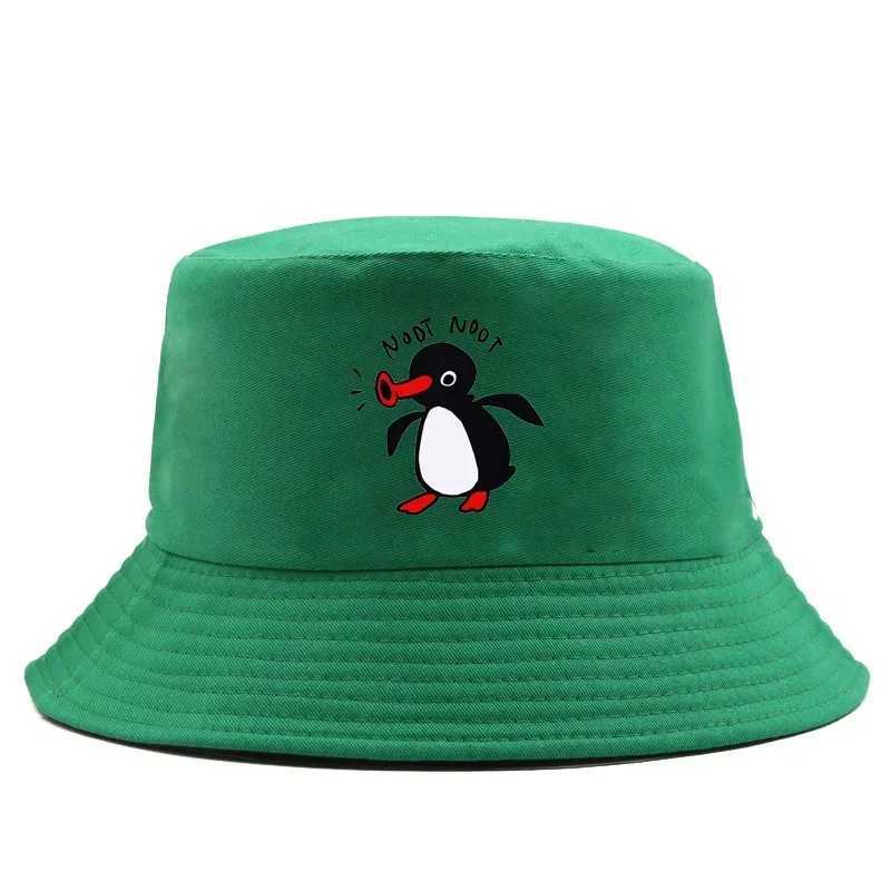 Summer Penguin Bucket Hat reversible Bob mens cotton travel beach fisherman hat outdoor sports pull up Bob Panama sun hat W241024