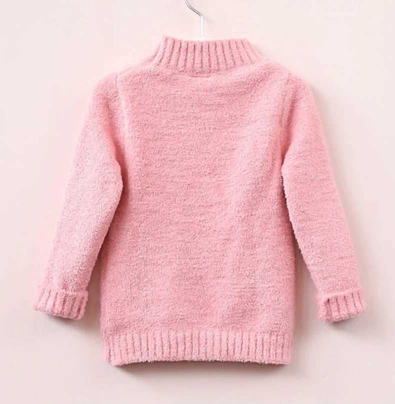 2-9-year-old baby girl knitted sweater winter and autumn long sleeved warm high neck cute heart-shaped childrens sweater top W241025