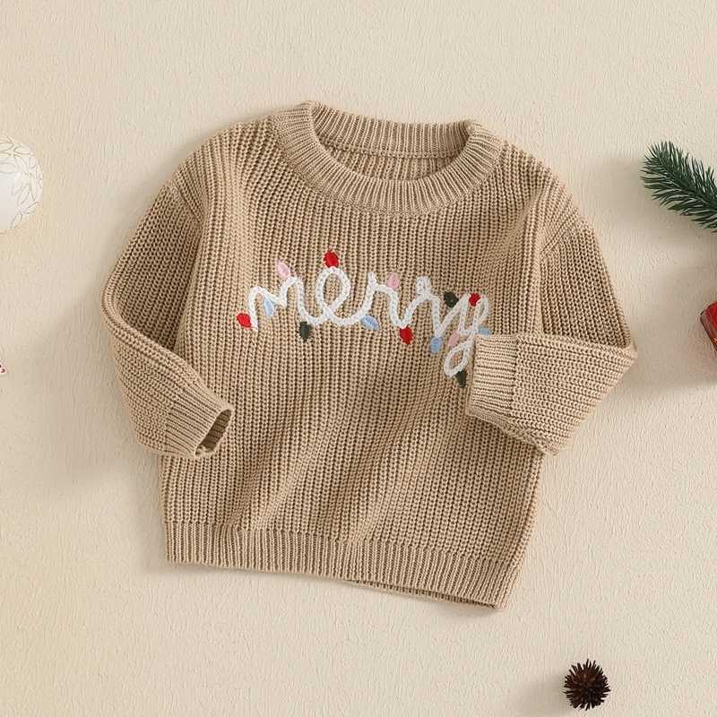 Childrens holiday sweater comfortable winter Knitwear Festive Pullover warm jumping top with cute embroidery design W241025