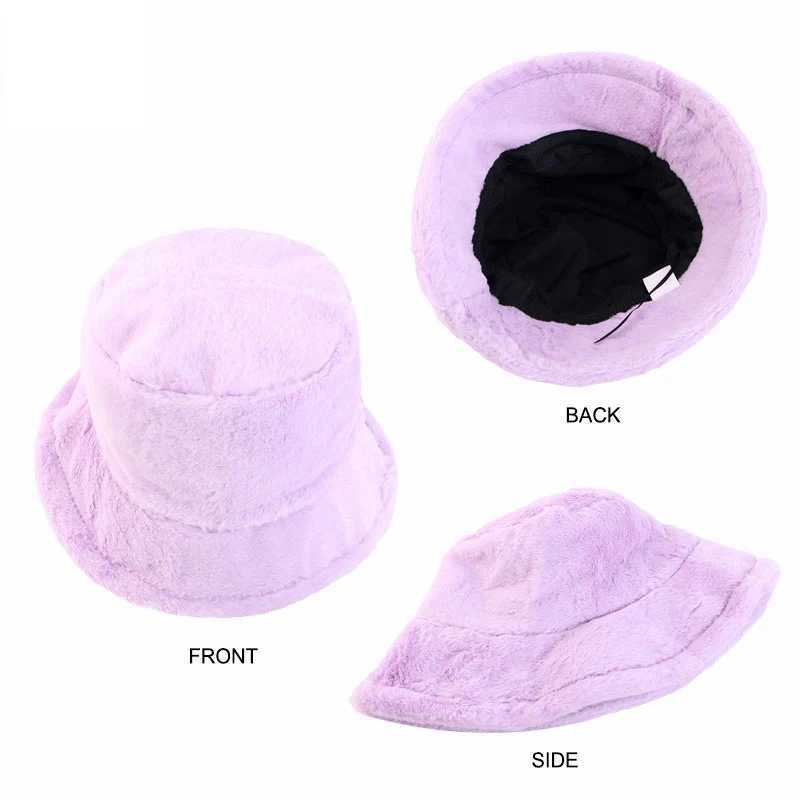 Fashion Imitation Rabbit hair fisherman hat women winter basin hat head round plush senior sense face small bucket Hat CapX241025