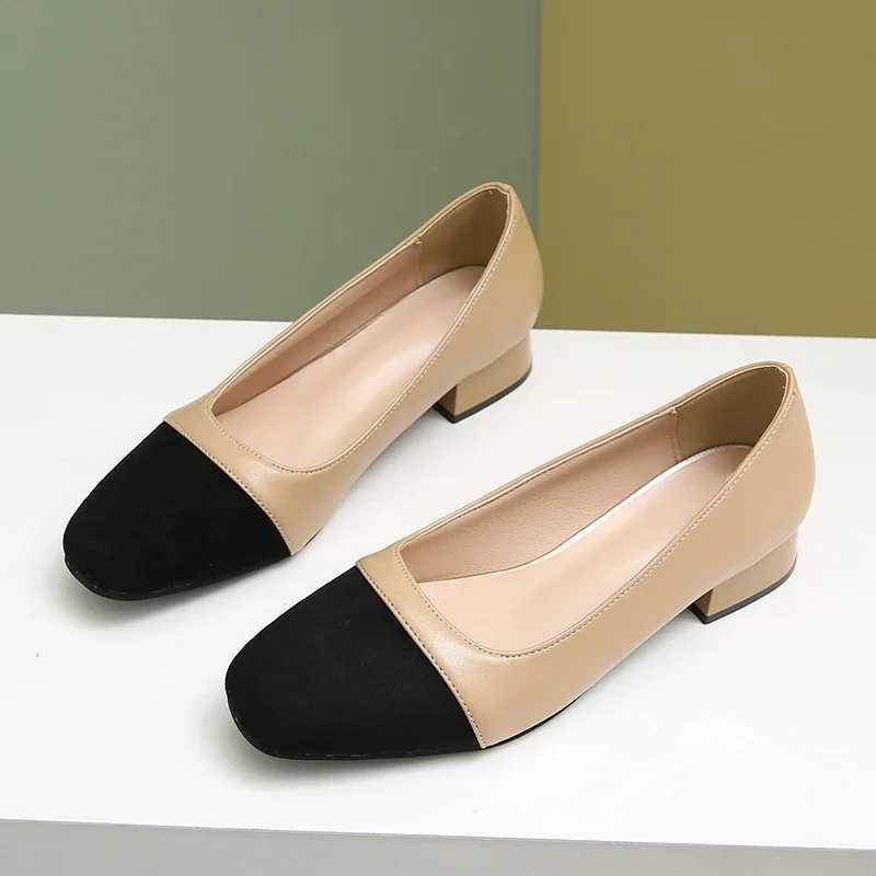 High Quality High heels womens dress sandals closed square toe elegant low boot pump wedding shoes casual flat shoes T241024