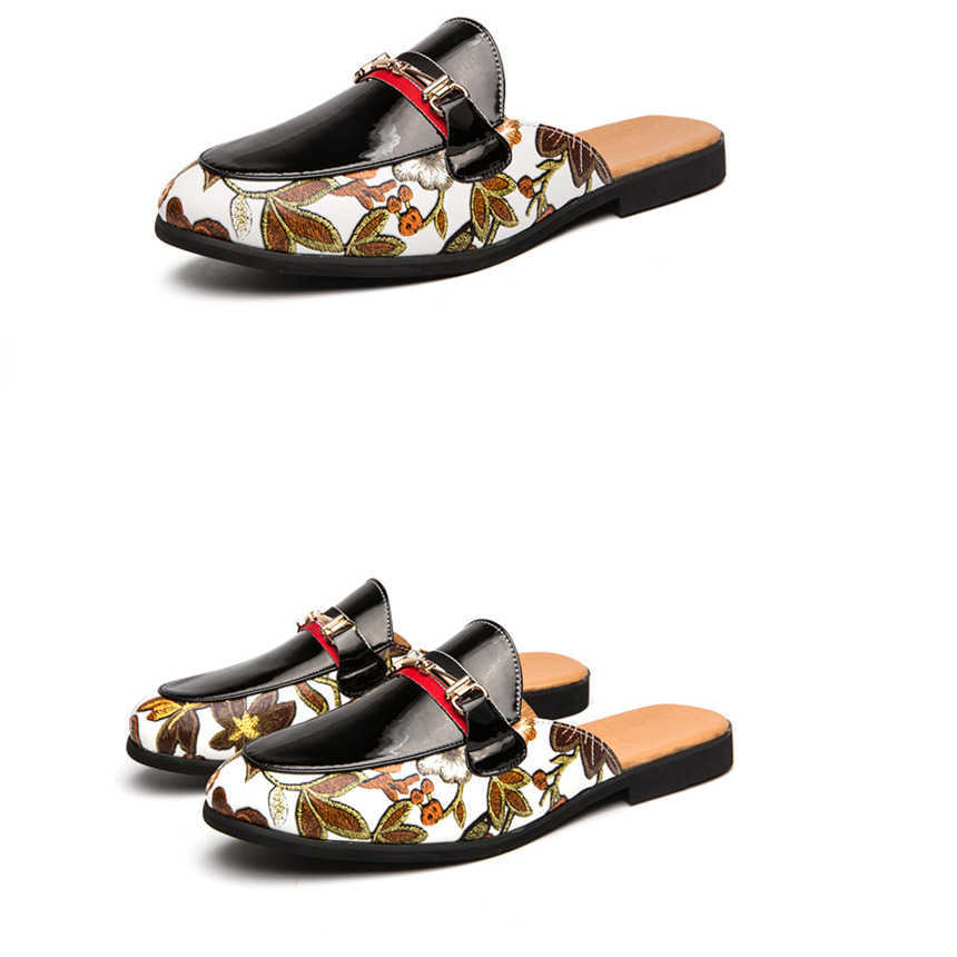 Men Dress Shoes Summer Leather Shoes Slippers Mens Lazy Casual Shoes Cool Slippers One Foot And Half Slippers Trendy Small Leather Shoes 241009