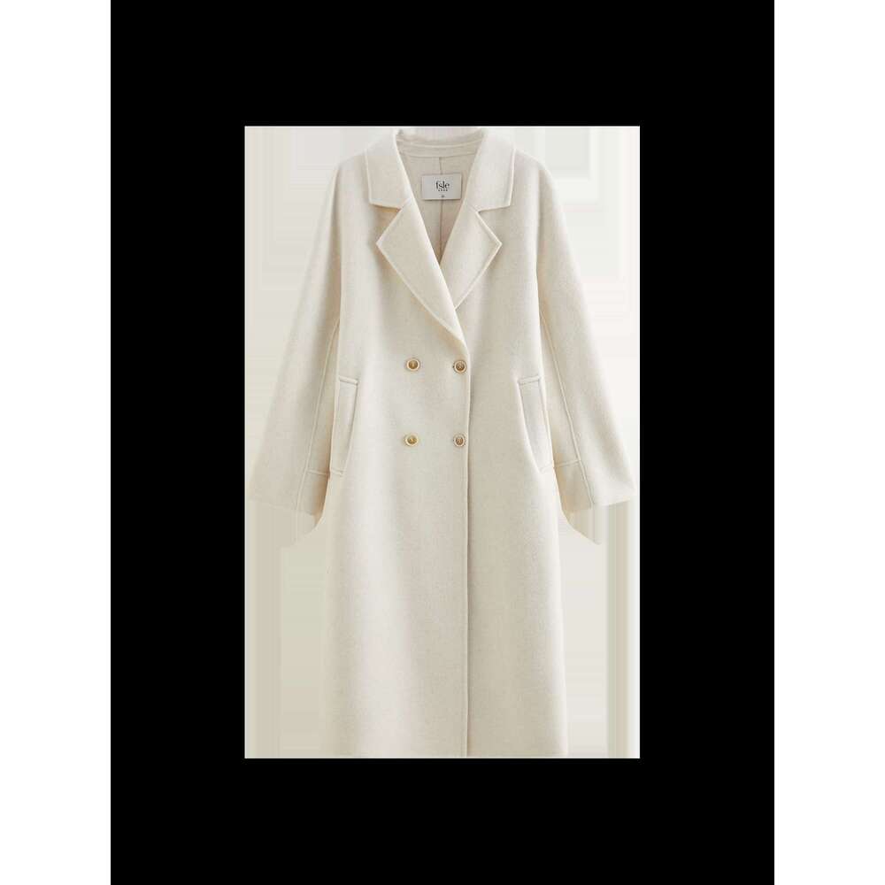 FSLE 66.5% Wool Reversible 3 Color Classic For Women Autumn Winter 2024 New Design Long Loose Warm Casual Coat 24Fs14272