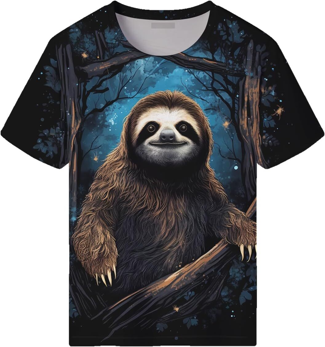 Mens T shirt Unisex Sloth Pattern 3D Printed Shirt Tops Casual Animal Short Sleeve T-Shirt for Men Women Tees tee Casual tops summer clothes cool