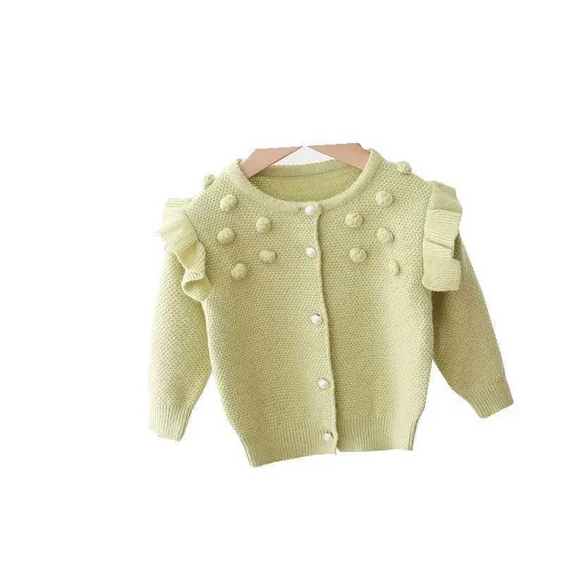 Baby girl sweater toddler girl long sleeved cotton cardigan skydiving wool knitted fabric childrens cartoon ruffles childrens clothing EY08142 W241025