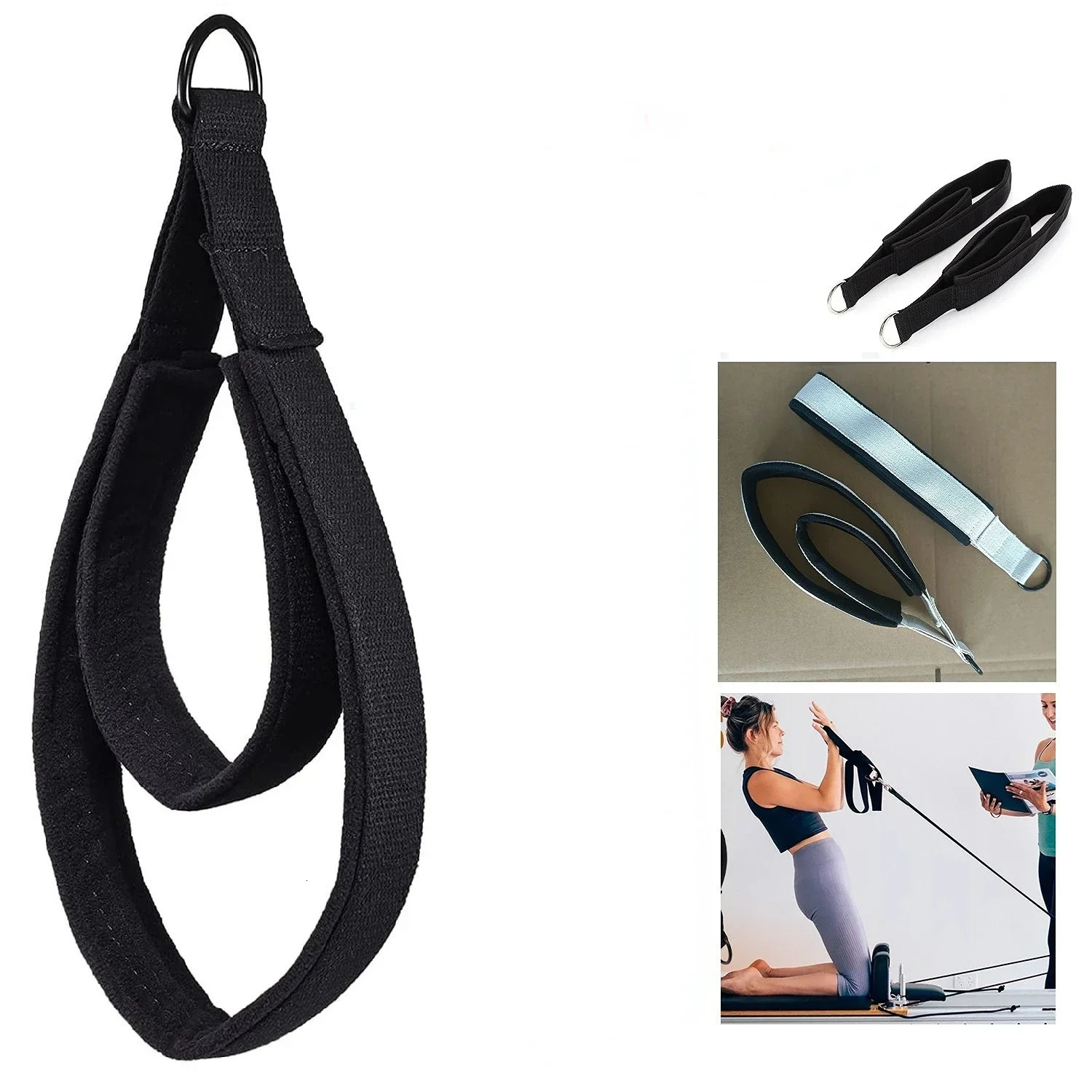 1PC Double Ring Elastic Yoga Pilates Bed Exercise Accessory Ankle Buckle Stretch Strap Resistance Band Cord y241024