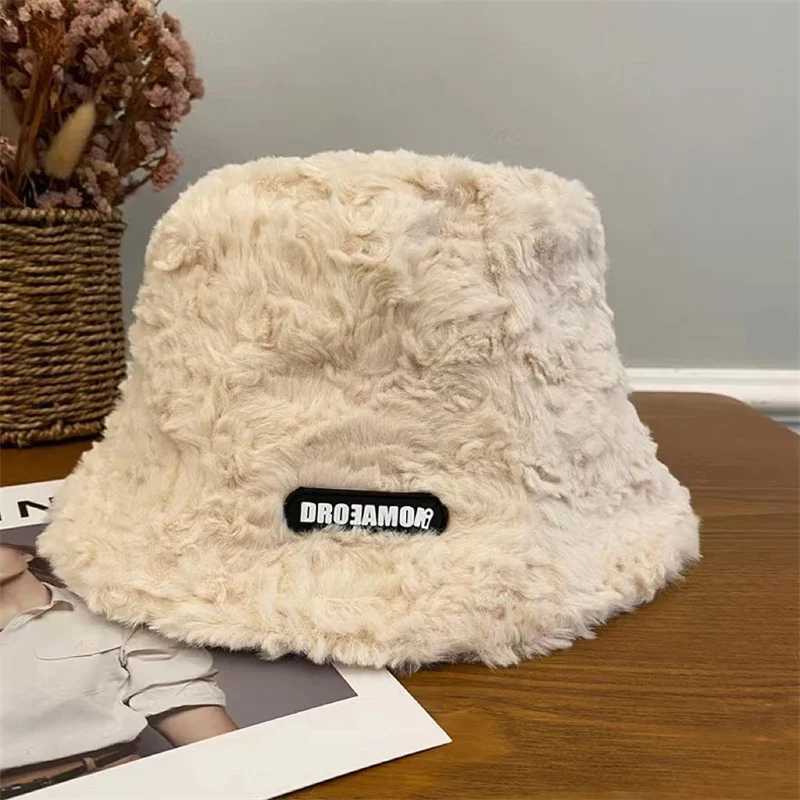 Autumn Winter Plush Bucket Hat Women Thicken Warm Fisherman Hats Korean Version Fashion Sunscreen Basin Caps 2024 NewX241025