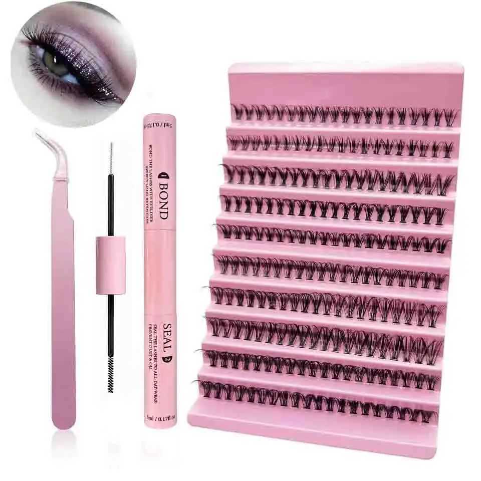 DIY eyelash extension kit 200 eyelash clusters eyelash adhesive and sealing makeup tool for eyelash glue accessoriesW241024