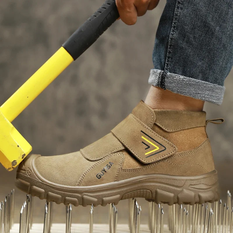 Anti slip welding work shoes shock resistant perforated mens and womens safety shoes protective shoes wear-resistant suede shoes 241024