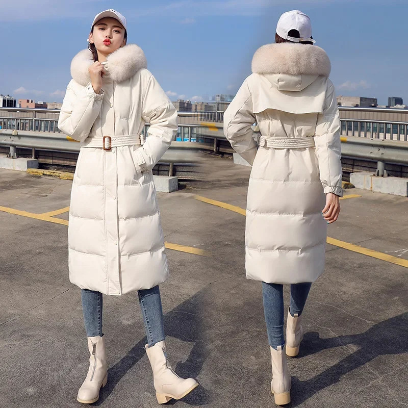Parkas for Women Fall Winter Fashion Long Sleeve Thicken Warm Jackets Chic Fur Collar Solid Loose Coats 241021