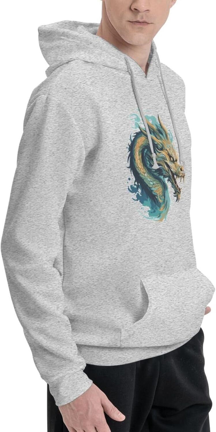 Hoodie for Mens Womens Funny Cartoon Chinese Dragon Print Hoodie for Women Men Animals Lovers Pullover Hoodies Sweatshirt Clothing Graphic