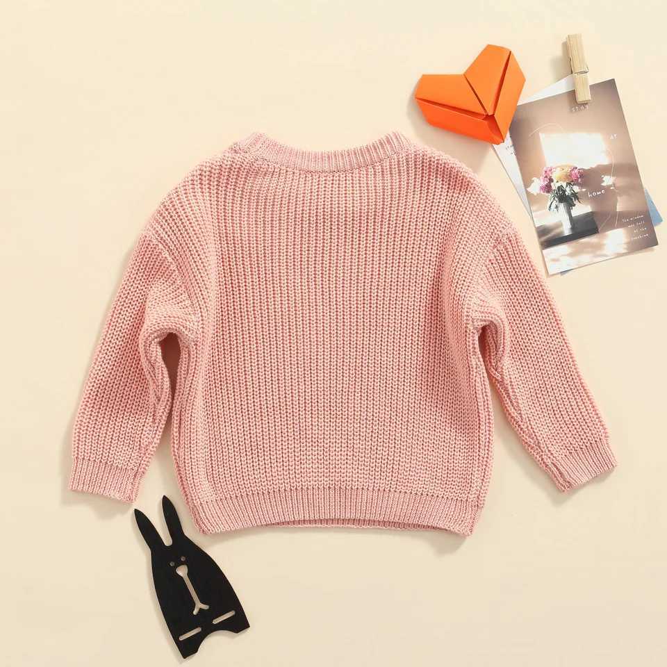 Baby boy girl knitted long sleeved autumn and winter sweater solid loose top childrens clothing 3M-5Y zipper top W241025