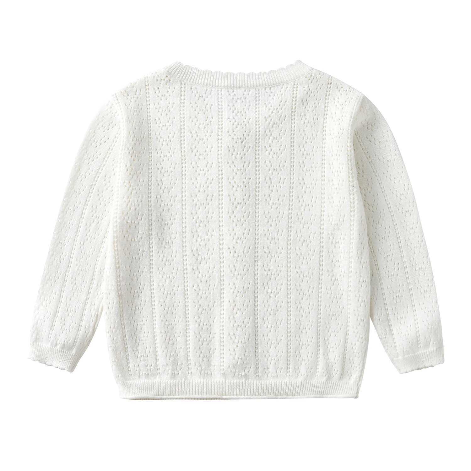 Spring and autumn newborn baby girl pure cotton sweater cardigan wool sweater hollow knitted thin jacket W241025