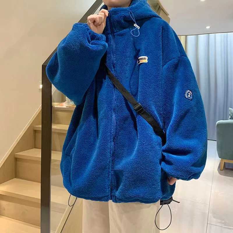 Mens jacket Korean hoodie apron casual jacket autumn winter 2023 new wool prefabricated style loose retro jacket W241024