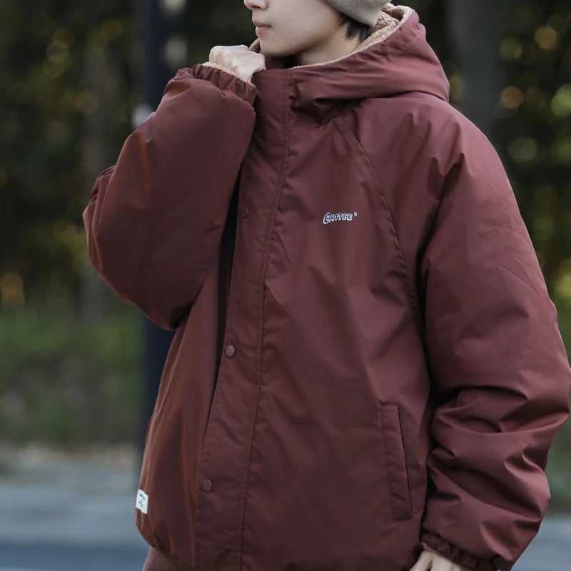 Winter American Mens and Womens Park Reversible Imitation Sherpa Apron Coats Thickened Imitation Cashmere Park Preparatory Students W241024