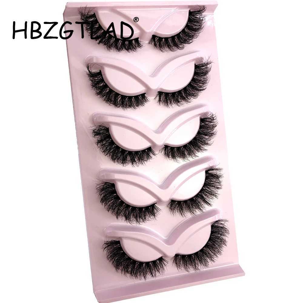 HBGZTLAD False Eyelash Cat Eye Wispy End Long Eye Thick Mink Eyelash Fluffy Short Natural False Eyelash 5-Pair PackagingW241024