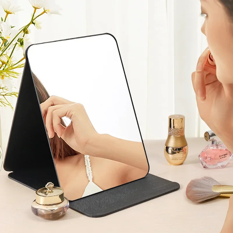 Folding Makeup Mirror Highquality Portable Desktop Singleside Creative Women Solid Color Standing 241024
