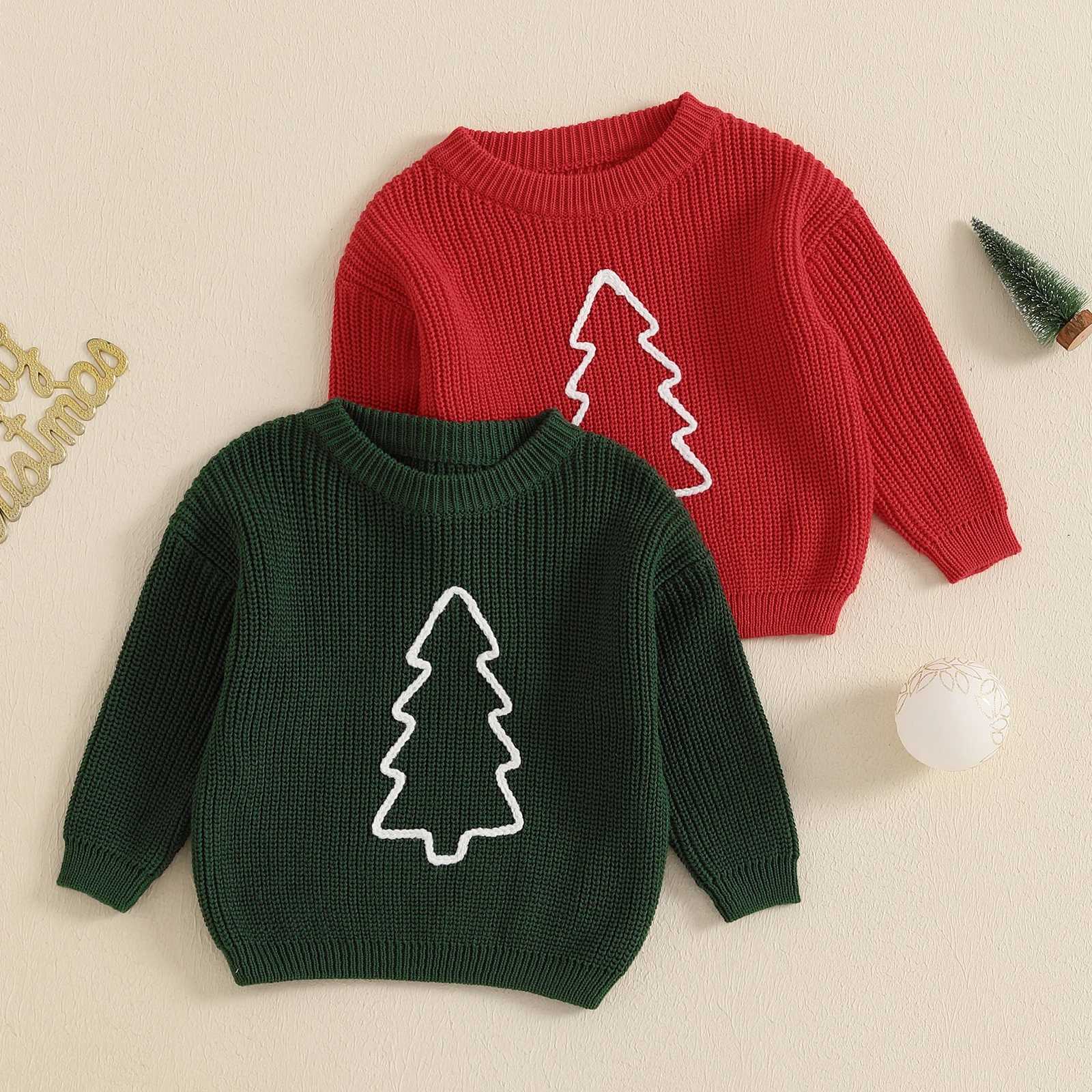 Citgeett Winter Christmas Childrens Girls Boys Sweaters Tree Embroidered Long Sleeve Pullup Top Christmas Clothing W241025