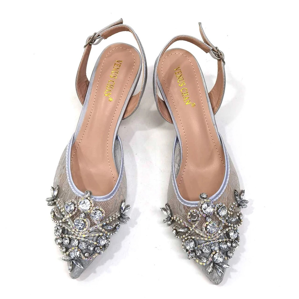 African Fachion Evening Shoes and Matching Bag Italian Womens Diamond Bag High Heels Corner Toes Womens Shoes 241024