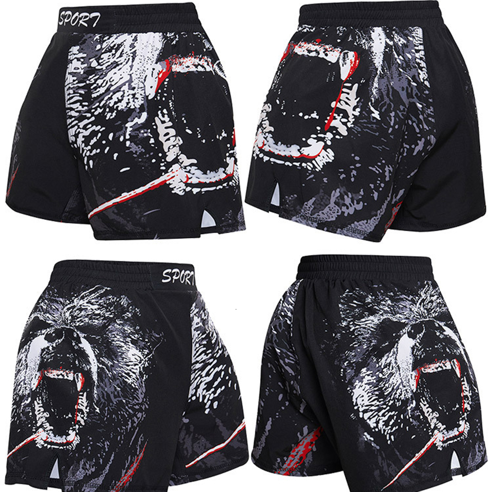 MMA Shorts Kids Muay Thai Rashguard Shark Boxing Trunks Child Kickboxing Fight Grappling Shorts Animal Printed Fight Sprot Pants