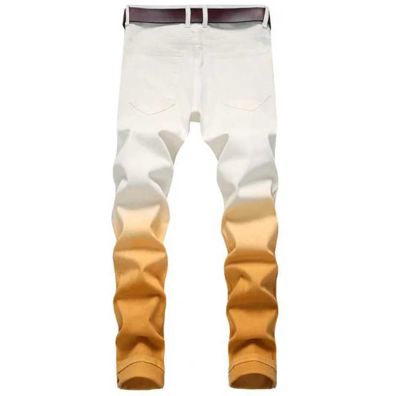 Men's Jeans 2022 New Mens Cotton Jeans Elastic Ultra Thin White Jeans Mens Trouser Casual Mens Hip Hop Jeans Q241024