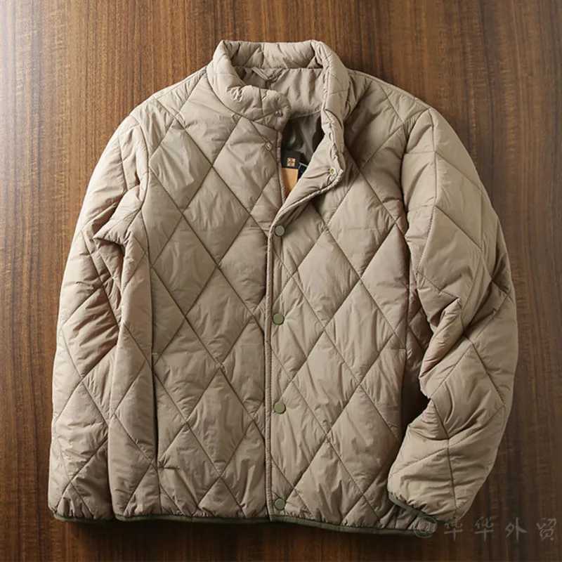 Mens cotton foam jacket for autumn and winter warm velvet lightweight waterproof stand up collar open top cotton jacket W241024