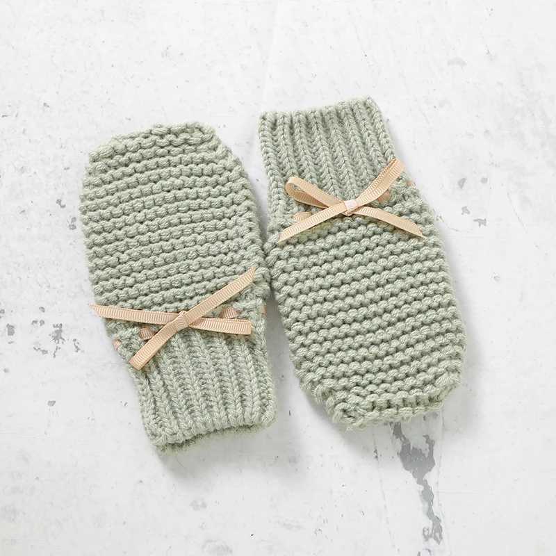 Newborn Baby Romper Shoes Gloves Set Knit Girl Boy Jumpsuit Boot Mitten Solid Toddler Infant Long Sleeve Clothing 4PC Fall 0-18MXJ241025