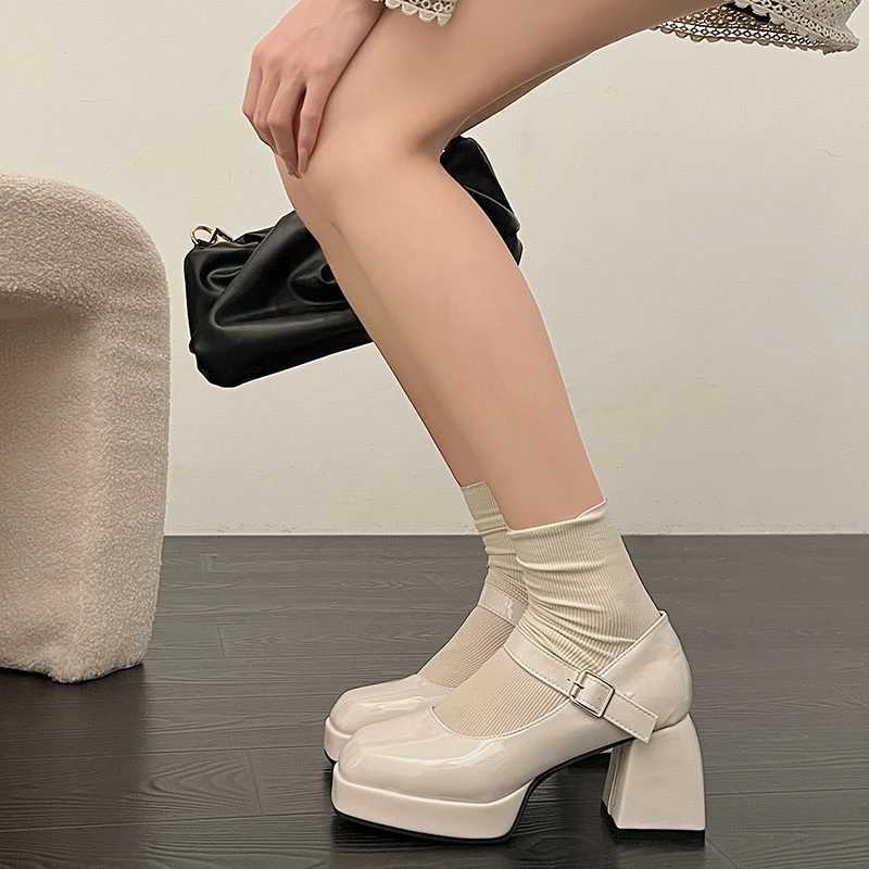 High Quality Womens High Heels Pump Mary Janes Shoes Platform Black Red Shoes Work Party Dance Wedding Shoes Spring T241024