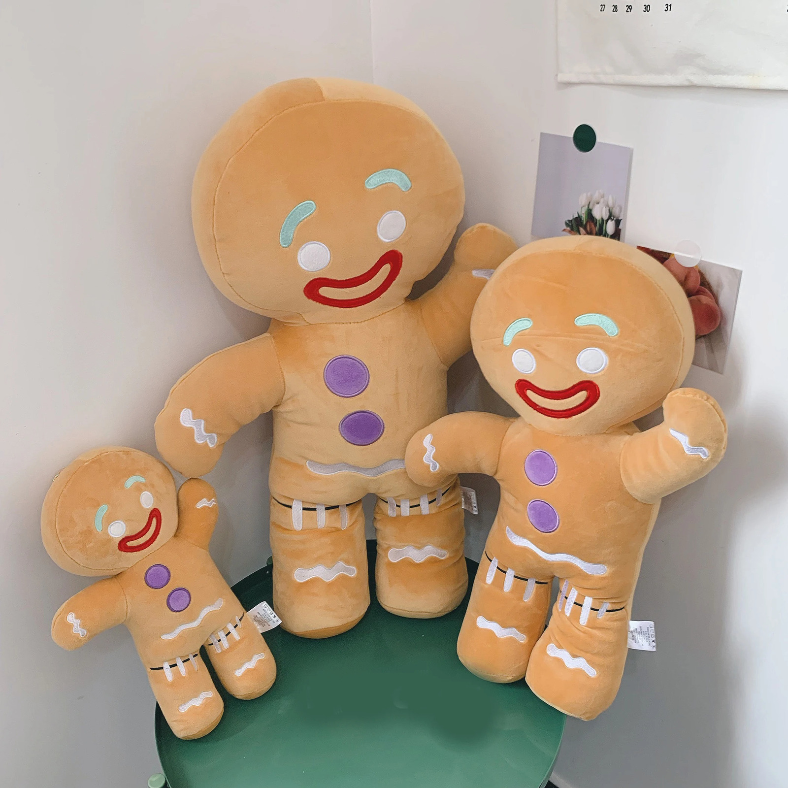 Big Size Gingerbread Man Plush Biscuit Shrek Toys Cookies Reindeer Cushion Gingerbread Man Pillow Stuffed Sofa Doll Xmas Gift 241024