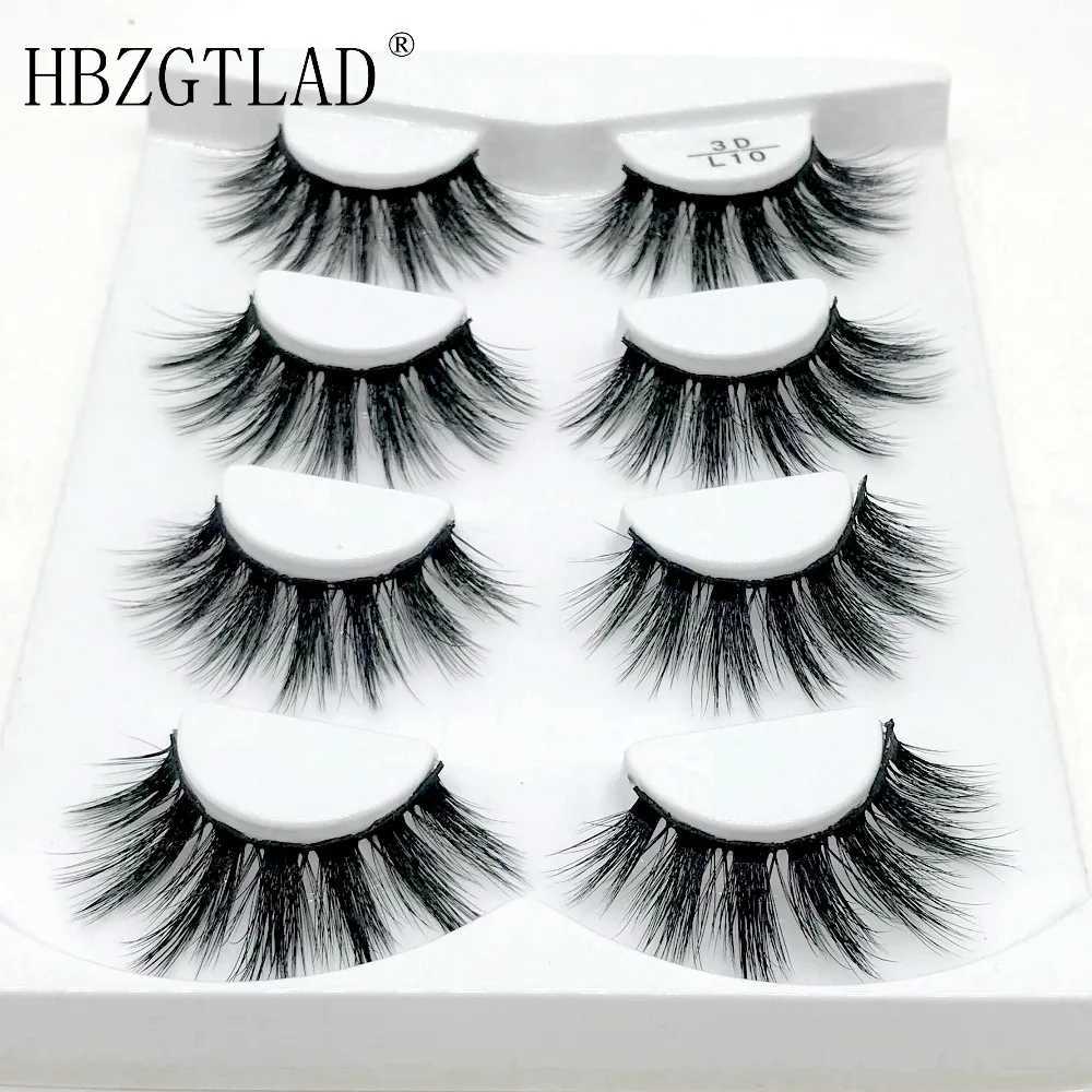 HBZGTLAD 4 pairs of natural false eyelashes false eyelashes long makeup 3D mint eyelashes extended eyelashesW241024