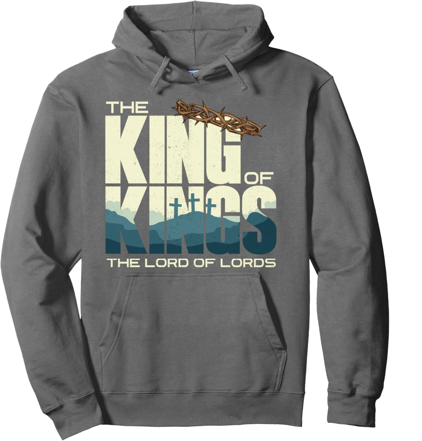 Hoodie for Mens Womens Jesus is the King of Kings Crucifixion Cross Crown Gospel Pullover Hoodie Graphic Hoodies sweatshirt Pullover Long Sleeve