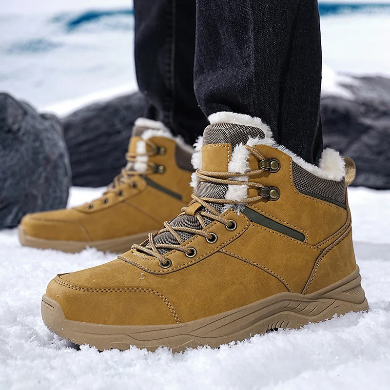 Mens winter snow boots waterproof leather sports super warm mens boots outdoor mens hiking boots work travel shoes size 39-48 241024