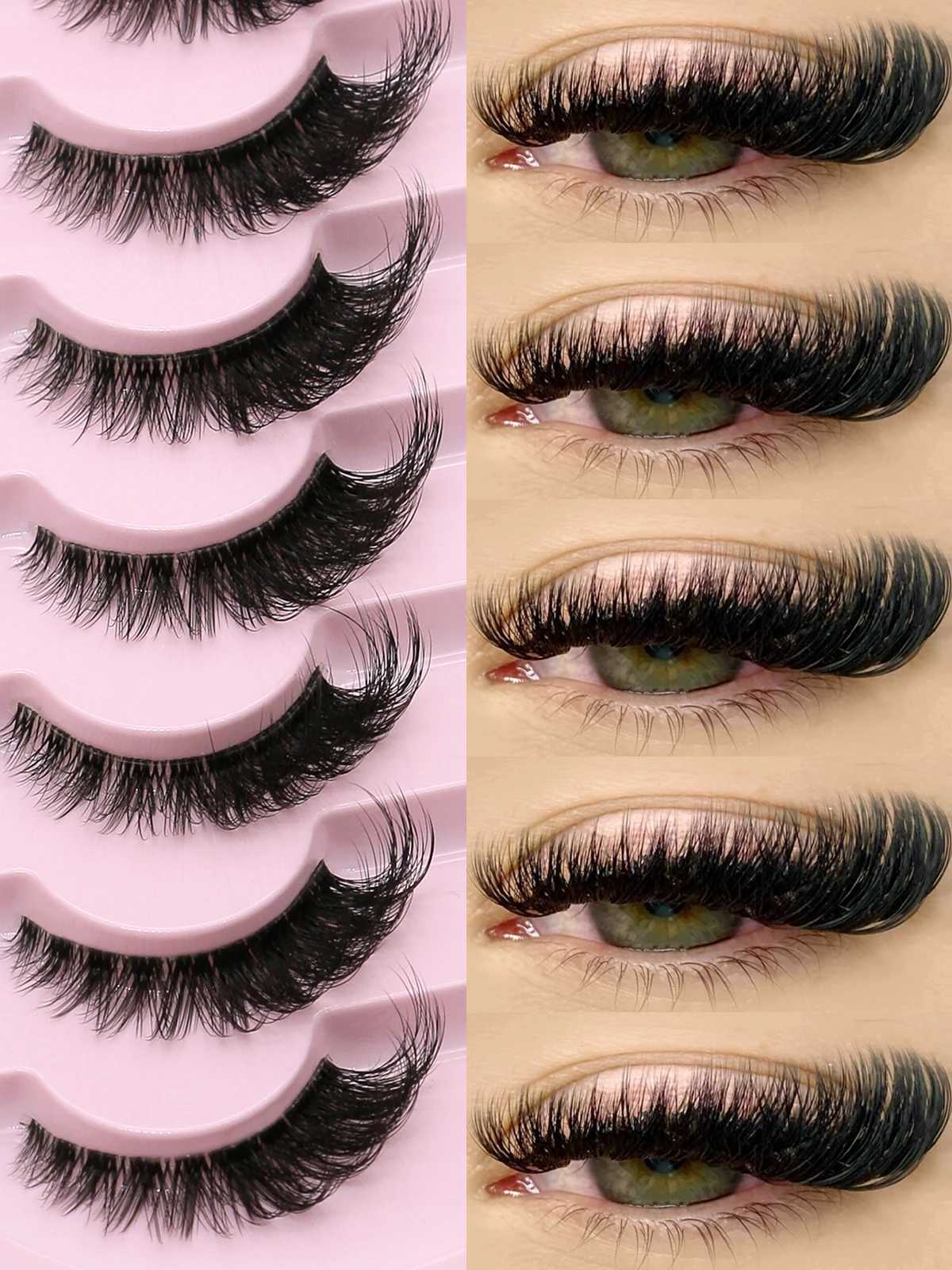 Groinneya feline eyelashes natural long transparent band eyelashes wingtip eyelashes enhanced eyelashes artificial mink eyelashes makeupW241024