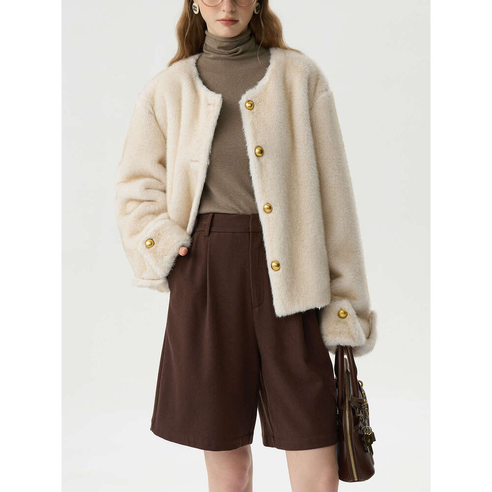 FSLE Cute Warm Coat Fashion Elegant For Women 2024 Winter New Design Short Versatile Chic Casual Female Jacket 24Fs14507