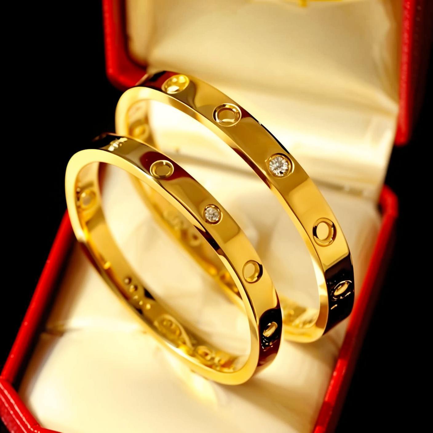 Fashion Bracelet Jewelry Classic Bangle Gold Plated Titanium Steel Dia for Women Men Bracelets Sier Jewelrys Designer 15 to 22 size