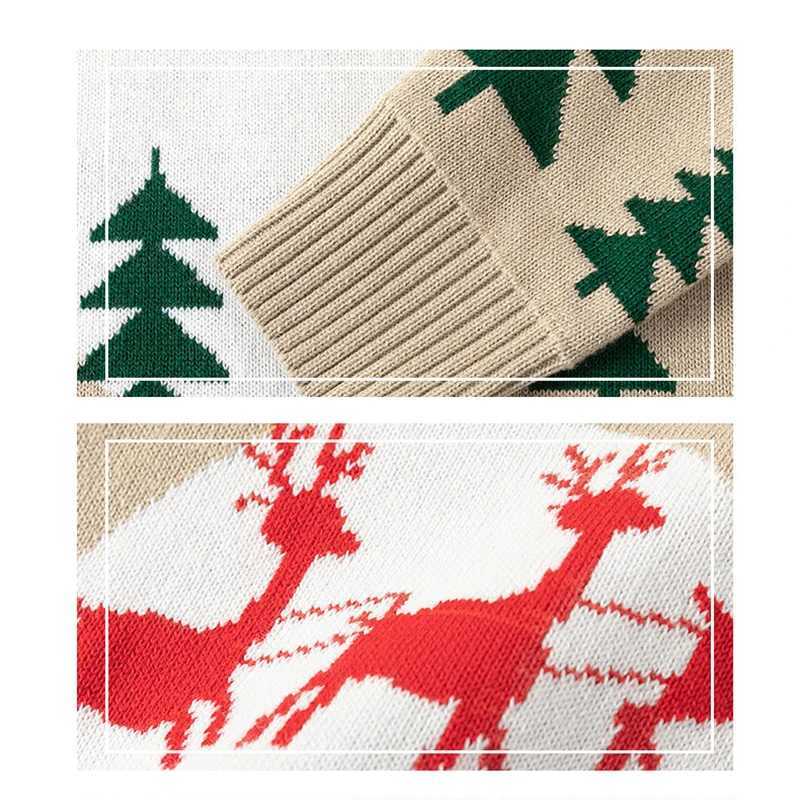 2024 New Winter Boys and Girls Sweaters 2-8 Years Thick Knitted Bottom Deer Pattern Childrens Christmas Gift W241025