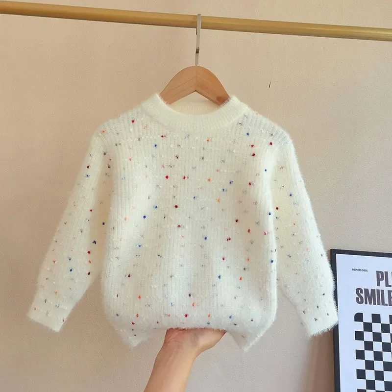 Childrens plush sweater autumn and winter cashmere warm clothing for young children and girls childrens Korean version long top baby jacket W241025
