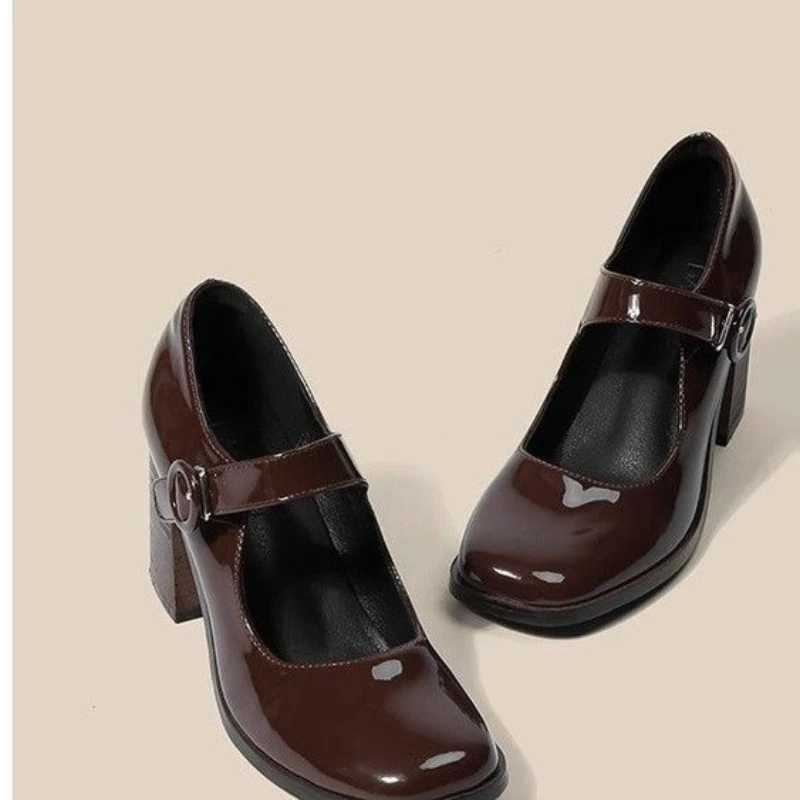 High Quality Fi Womens Mary Jane Shoes British Style Womens High Heels Hepburn Black Womens Shoes Thick High Heels Sapatos Womens Shoes T241024