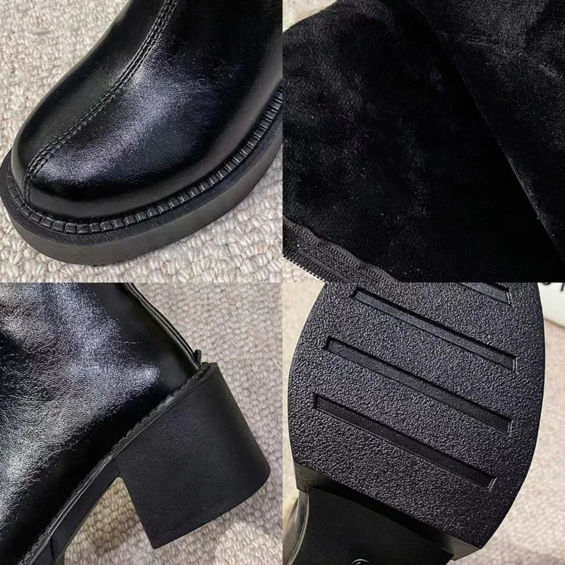 Womens knee high for fur zipper platform boots plush edge womens shoes Botas unprinted good product 241024