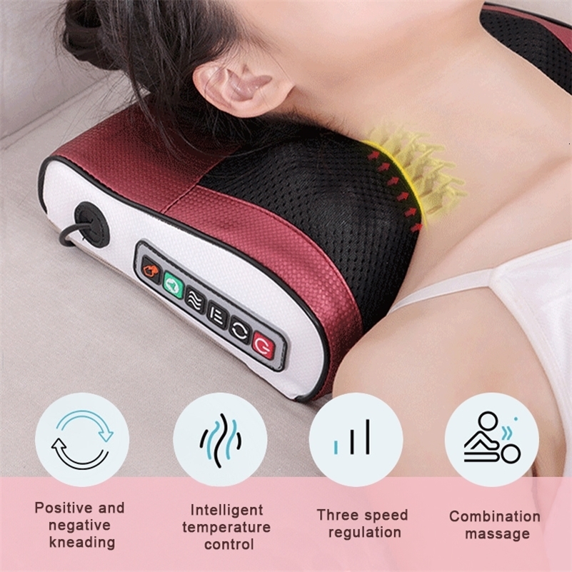 Cervical Neck Massage Pillow Waist Deep Tissue Kneading Electric Vibration Heated Pink and Blue y241024