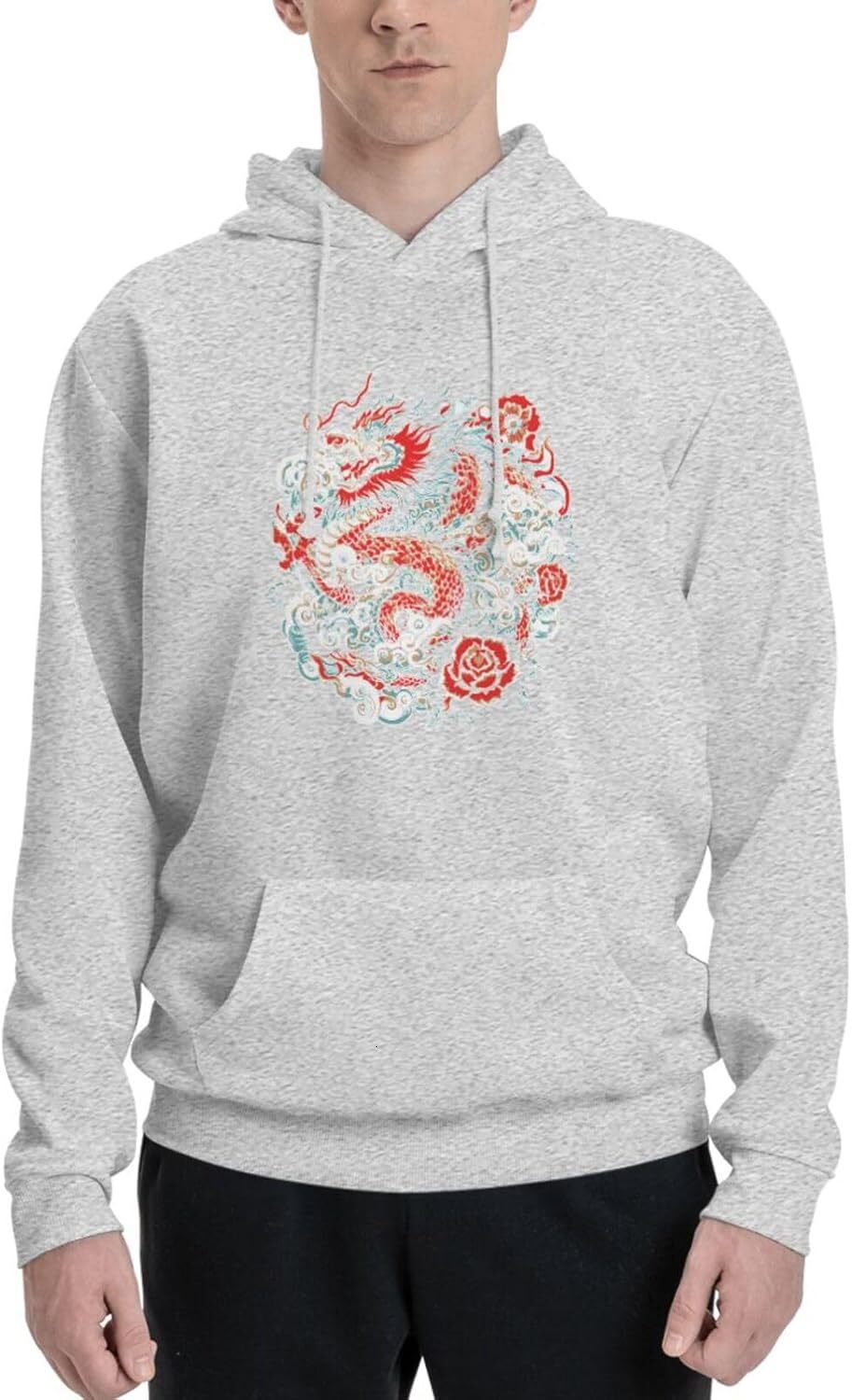 Hoodie for Mens Womens Funny Cartoon Chinese Dragon Print Hoodie for Men Animals Lovers Pullover Hoodies Sweatshirt Clothing Graphic simple fashion