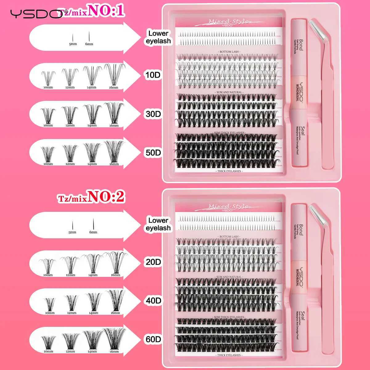 10/12 row DIY eyelash extension kit personal eyelash bonding and sealing false eyelash glue removal sticker and tweet makeupW241024