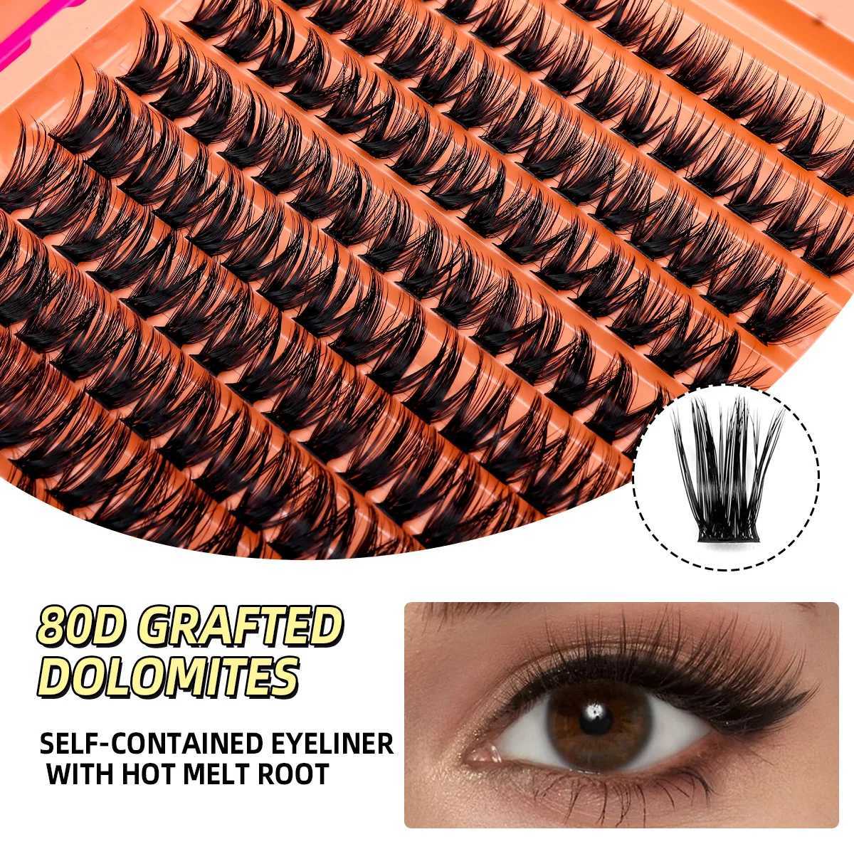 150pcs DIY eyelash extension kit 80P cluster false eyelashes individual eyelashes Wispy fluffy eyelash extension kit application toolW241024