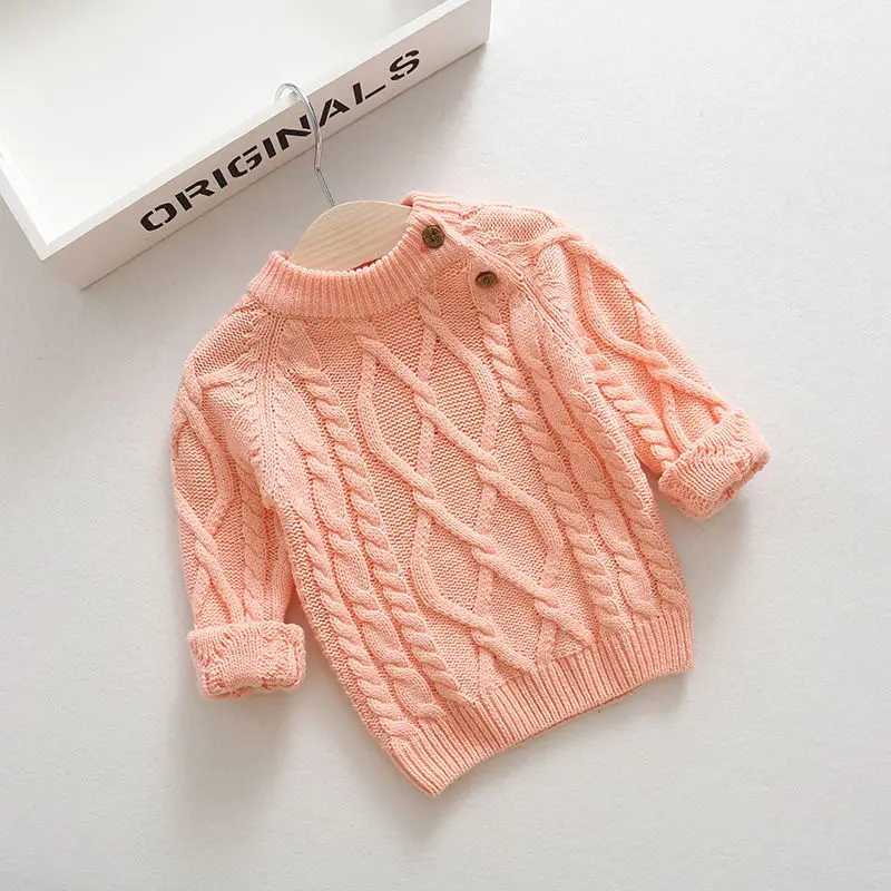Newborn Girl Autumn Sweater Candy Color Thick Warm Knitted Sweater Baby Girl Cotton Agar Children Turtle Neck Sweater W241025