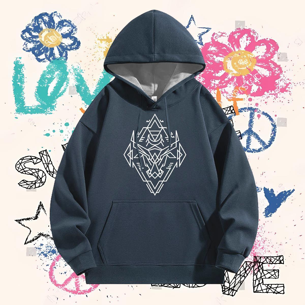 DIY Hoodie Men Hooded Collar Loose Hoodie Pullover Customized Top Pullover Hoodie Hip Hop Street Thick Plush