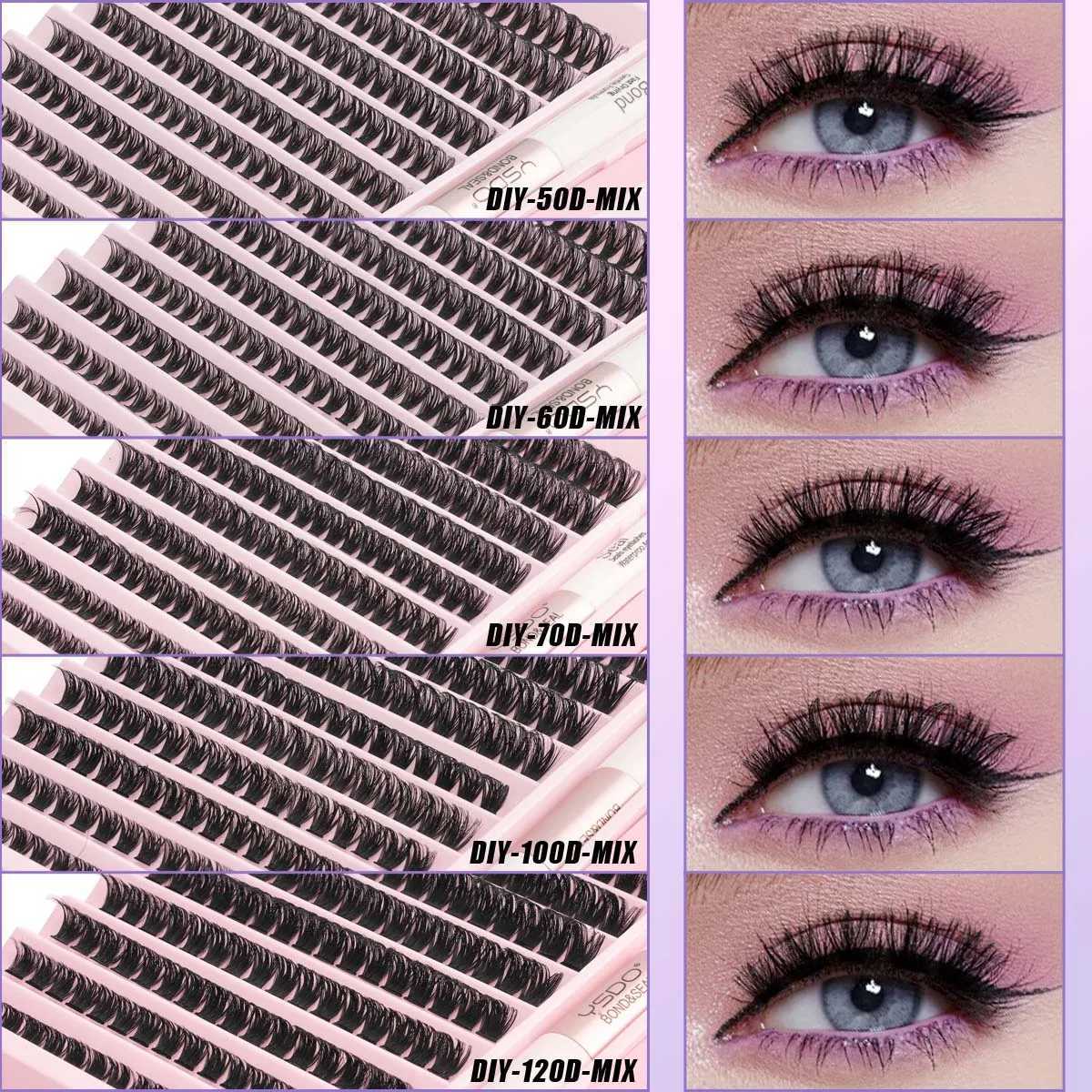 New 8-16mm Personal Eyelash 10 Rows Natural Graffiti Eyelash Extension 100/120/200 Cluster Eyelash False Eyelash Set MakeupW241024