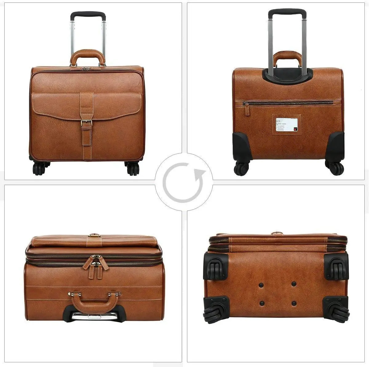 Leather Rolg Laptop Case Wheeled Briefcase Suitcase Roller Boarding 241021 ddf0 4