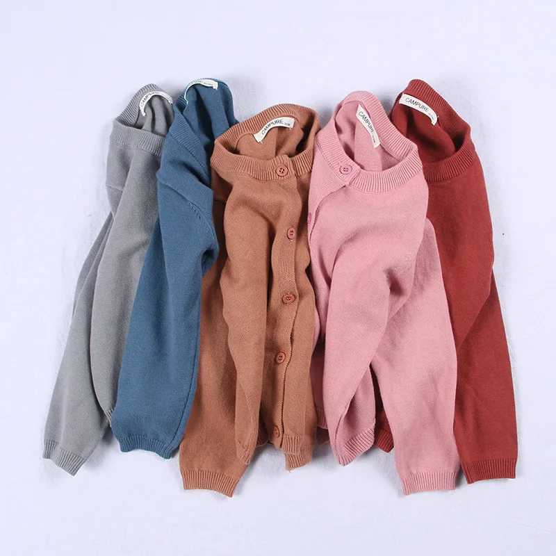 Solid color knitted cardigan baby clothing boys and girls sweaters childrens clothing baby spring summer autumn clothing 1-7Y W241025